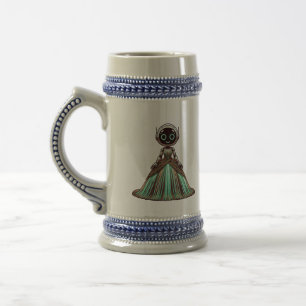 Caneca De Cerveja Robô vestindo um ornamentado brilhante