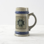 Caneca De Cerveja Roda Náutica Vintage para Navegação<br><div class="desc">Excelente de aniversário ou Dia de os pais.</div>