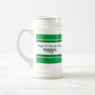 Caneca De Cerveja Rua Feliz Elegante, nome personalizado do dia de P