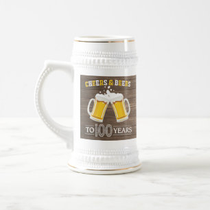 Caneca De Cerveja Rustic Cheers and Beers to 100 Year