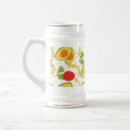 Caneca De Cerveja Salada de Abacate Tomate Padronagem Verde