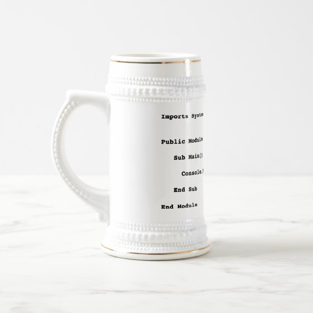 Caneca De Cerveja Saudação Mundial do Visual Basic Hello (Esquerda)
