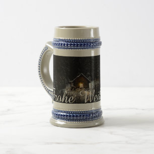 Caneca De Cerveja Saudações de Natal com Casa de Bruxa