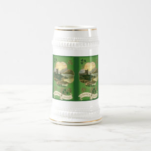 Caneca De Cerveja Saudações do Dia de São Patrício Vintage Castelo d