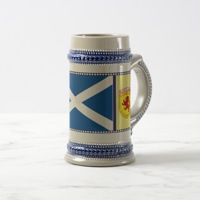 Caneca De Cerveja Scotland, leão desenfreado, bandeira, a bandeira (Frente Esquerda)