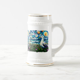 Caneca De Cerveja Seagull Van Gogh Style Beach Sky Blue Teal