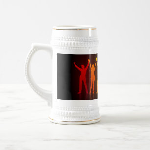 Caneca De Cerveja Seis silhuetas em pé de Slipperyjoe com braços lev