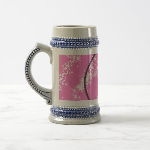 Caneca De Cerveja selo de água com brilho rosa monograma branco mini