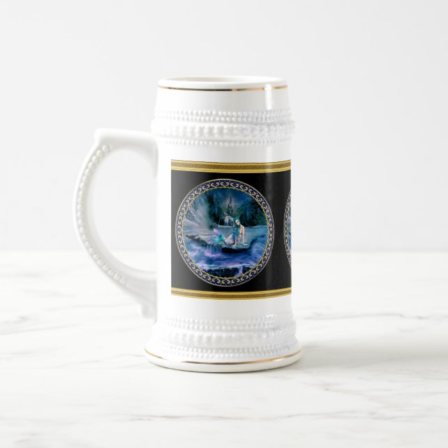 Caneca De Cerveja Sereia com cabelos de turquesa (Esquerda)