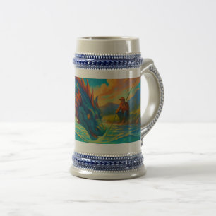 Caneca De Cerveja Serpente marinha engraçada brincando com uma fanta