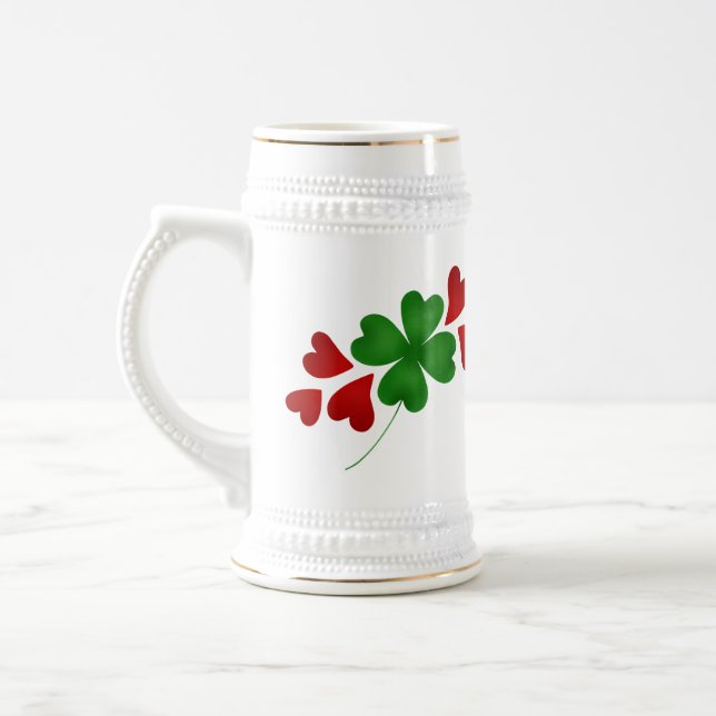 Caneca De Cerveja Shamrock e corações (Esquerda)