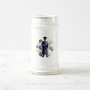 Caneca De Cerveja Silhueta de Graduação Masculina com Flores