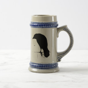 Caneca De Cerveja Silhueta do corvo - corvos & corvos do gótico do