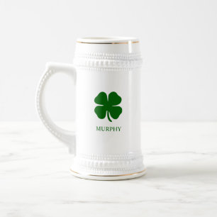 Caneca De Cerveja Simples Quatro Folhas Clover Green Shamrock Irland