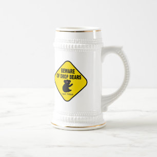 Caneca De Cerveja Sinal australiano engraçado. Beware dos ursos da
