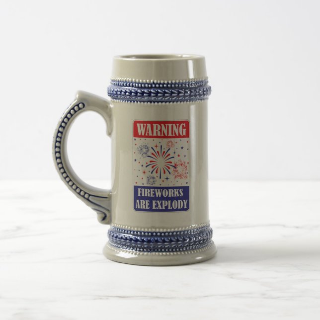 Caneca De Cerveja Sinal de Alerta de Fogos de Artifício (Esquerda)