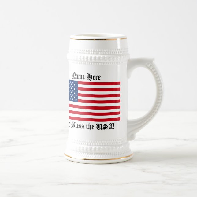 Caneca De Cerveja Sinalizador Americano com Texto/Nome (Direita)