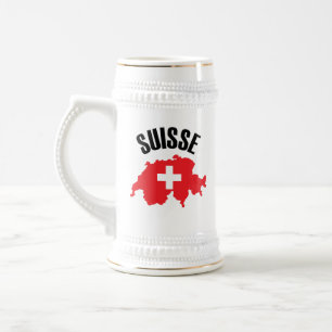 Caneca De Cerveja Sinalizador de Mapa de Suiça do Suisse