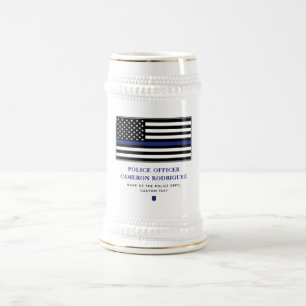 Caneca De Cerveja Sinalizador de Policial Thin Blue Line Personaliza