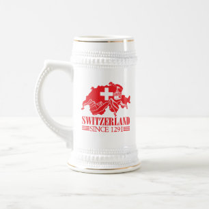Caneca De Cerveja Sinalizador do Mapa de suiças Desde Montanhas 1291