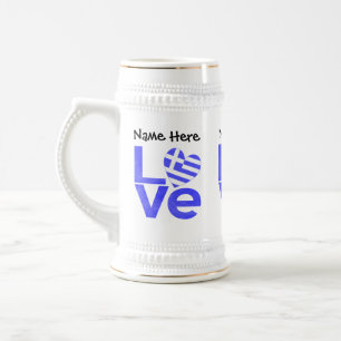 Caneca De Cerveja Sinalizador grego Heart LOVE com seu nome
