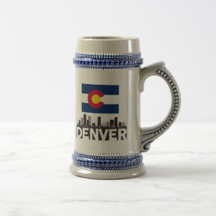 Caneca De Cerveja Skyline da bandeira de Denver Colorado