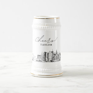 Caneca De Cerveja Skyline Personalizado de San Antonio Texas