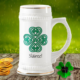 Caneca De Cerveja Sláinte Irish Shamrock Green Celtic Lucky Clover