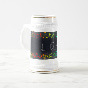 Caneca De Cerveja SlipperyJoe ama bolhas vermelho laranja amarelo ve