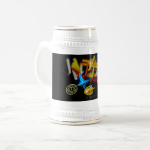 Caneca De Cerveja SlipperyJoe Hanukkah natureza-morta simbólica feri
