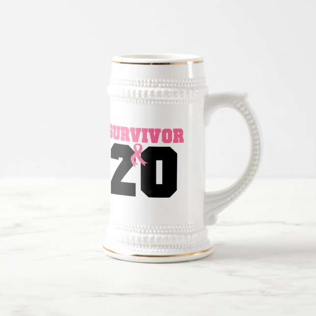 Caneca De Cerveja Sobrevivente do cancro da mama 20 anos (Direita)