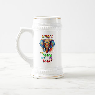 Caneca De Cerveja Solteiro E Em Paz Com Meu Coração