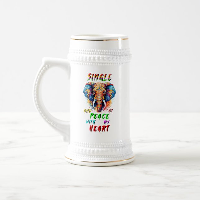 Caneca De Cerveja Solteiro E Em Paz Com Meu Coração (Esquerda)