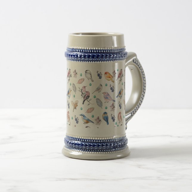 Caneca De Cerveja Spring Birds Pattern (Frente Esquerda)