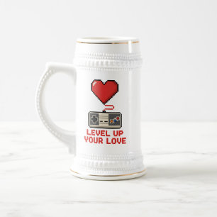 Caneca De Cerveja Suba de Nível Seu Amor, Design de Jogos Retro em P