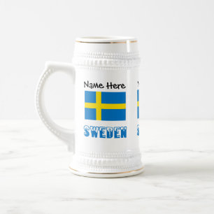 Caneca De Cerveja Suecia e Bandeira Sueca Personalizados