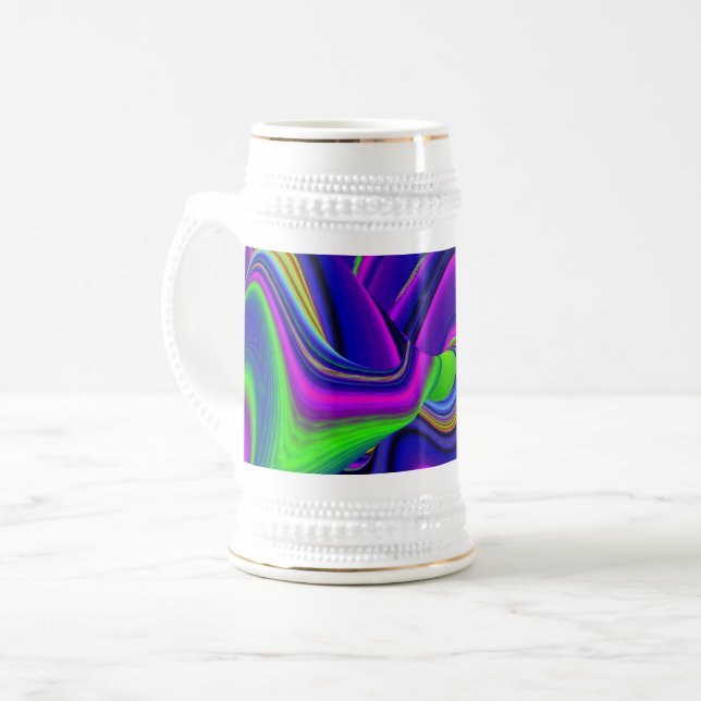 Caneca De Cerveja Summerrainbow, Abstrato 3D Rainbowart (Frente Esquerda)