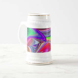 Caneca De Cerveja Summerrainbow, Abstrato 3D Rainbowart