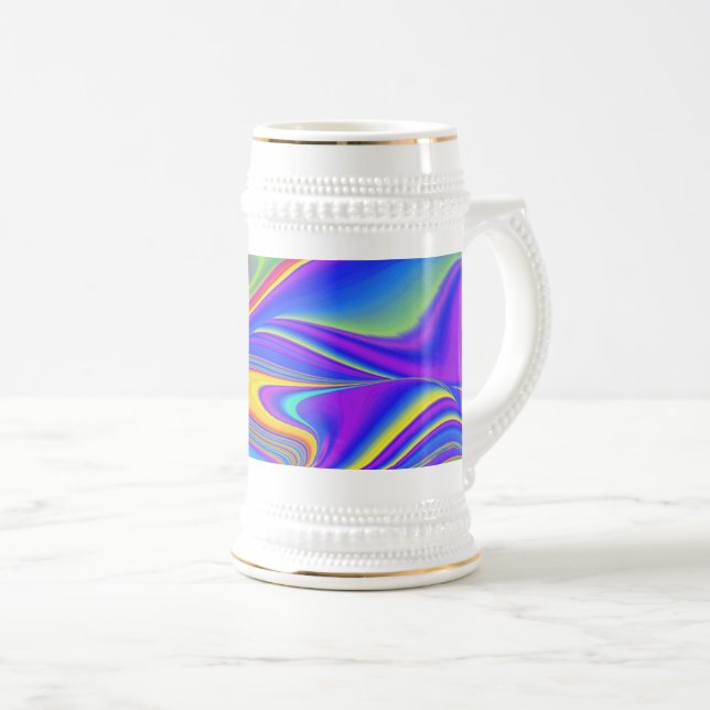 Caneca De Cerveja Summersense, Abstrato 3D Rainbowart (Frente Esquerda)