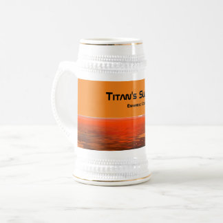Caneca De Cerveja Superfície de Titã (Branco com Trim Dourado)