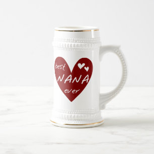 Caneca De Cerveja T-shirt e presentes de Nana do coração vermelho os