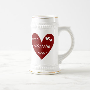 Caneca De Cerveja T-shirt e presentes de Nonnie do coração vermelho