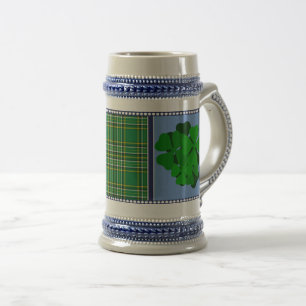 Caneca De Cerveja Tartan da Irlanda, shamrock, trevo de 4 folhas, ac