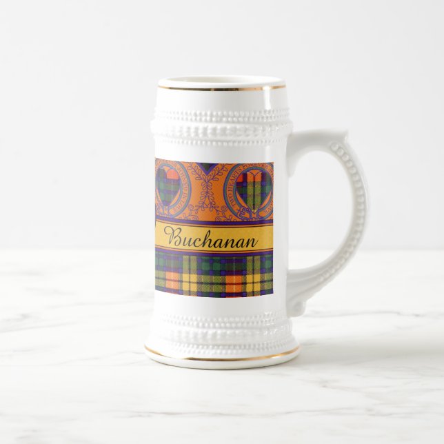 Caneca De Cerveja Tartan escocês do kilt da xadrez do clã da família (Direita)