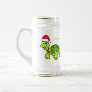 Caneca De Cerveja Tartaruga feliz bonita vestindo chapéu de Papai N