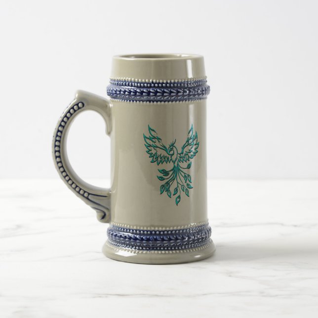 Caneca De Cerveja Teal Blue Phoenix nasce em prata (Esquerda)