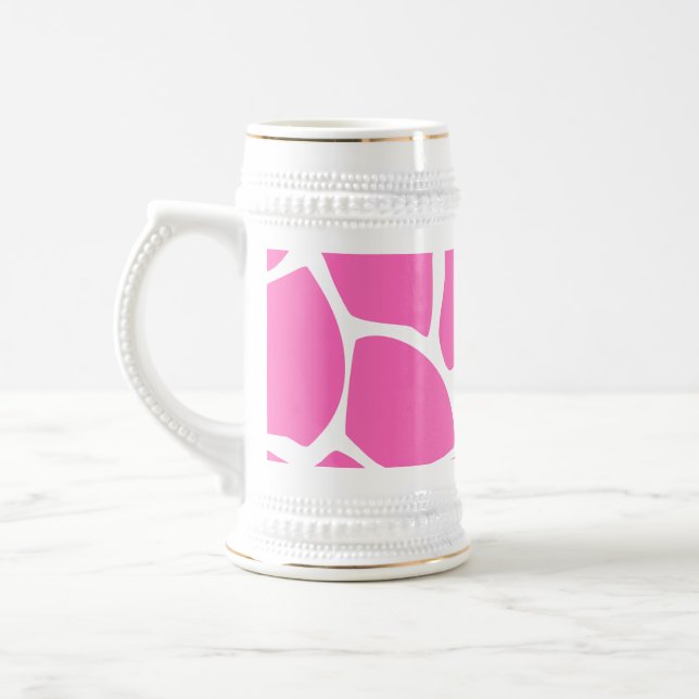 Caneca De Cerveja Teste padrão do impressão do girafa no rosa (Esquerda)