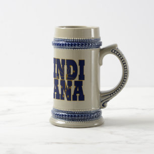 Caneca De Cerveja Texto do sinalizador do estado de Indiana