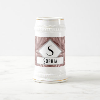 Caneca De Cerveja Texto Personalizado/ Deco de Arte Dourada de Rosa