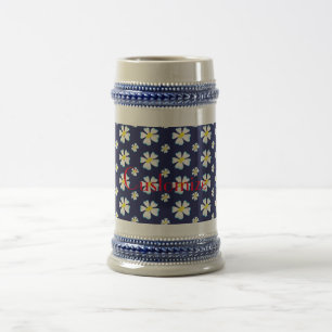 Caneca De Cerveja Thunder_Cove do Padrão de Flor Branco